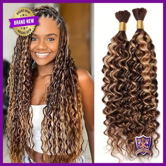 18 Inch Human Hair Extensions, Water Wave Curly Braiding Hair, 100g Pack main image 6